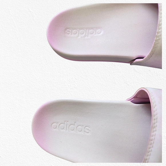 Adidas Adilette Comfort Slides Pink White Striped Slip-On Sandals Size 9 - Picture 6 of 14